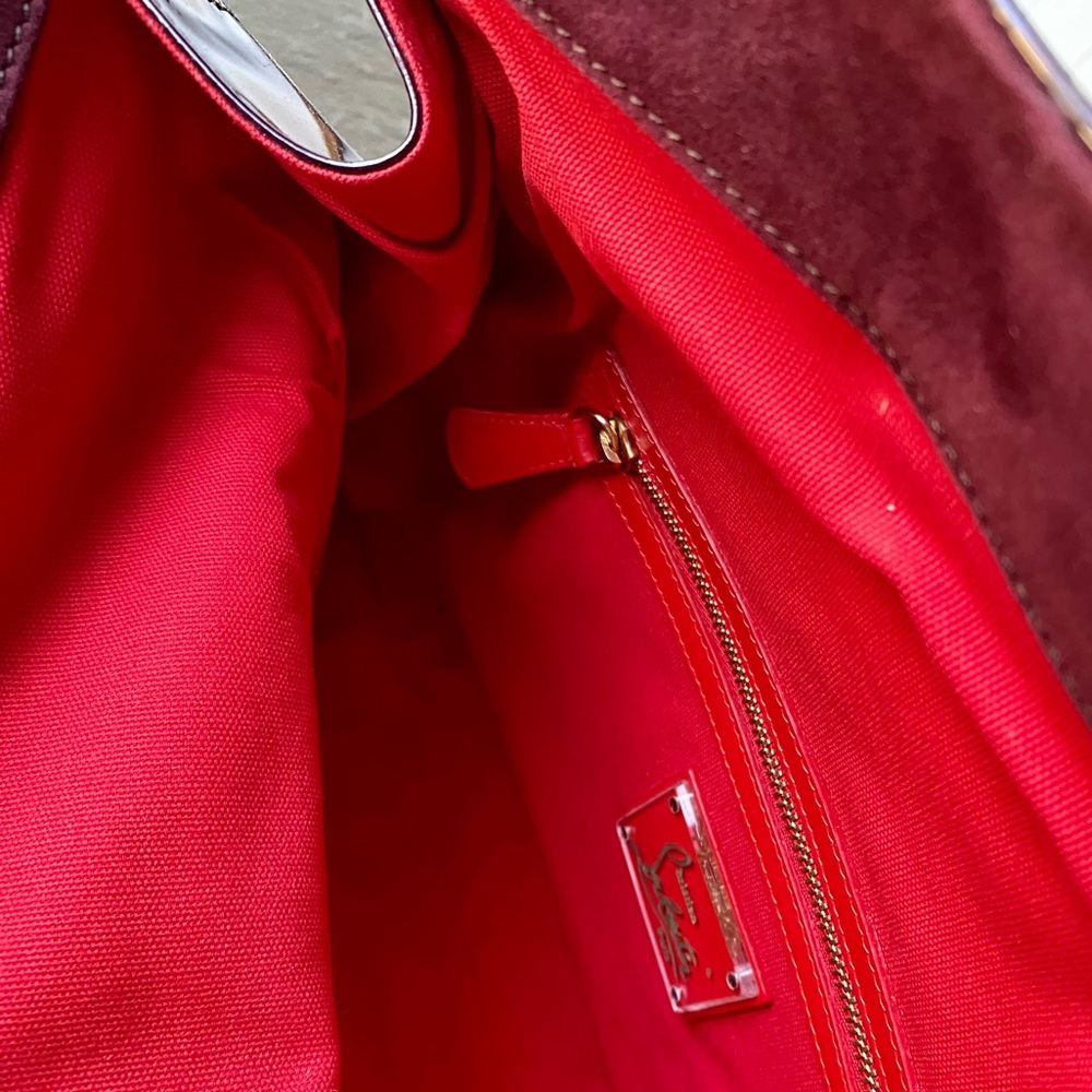 Christian Louboutin Patent Calfskin Liv Clutch with metal buckle, color Oxblood - Picture 7 of 16